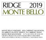 Ridge - Monte Bello Vineyard Santa Cruz Mountains 2019